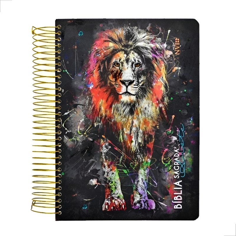 Bíblia Anote NVI Espiral Capa Dura Leão Grafite