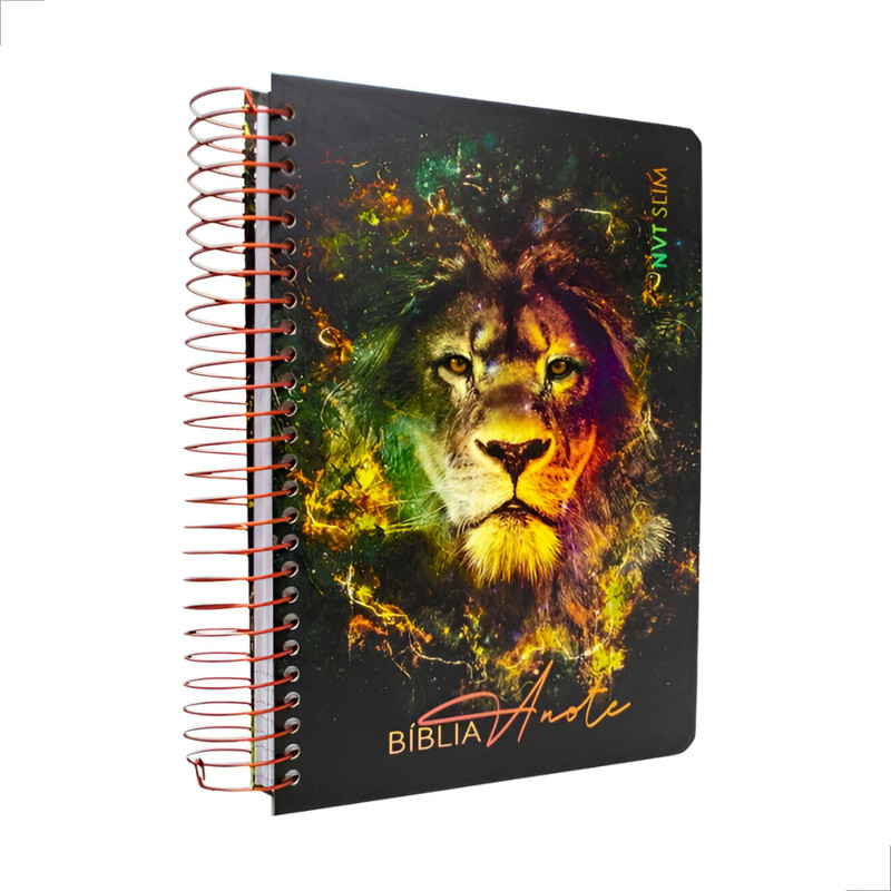 Bíblia Anote Slim Espiral Capa Dura NVT Leão Fire