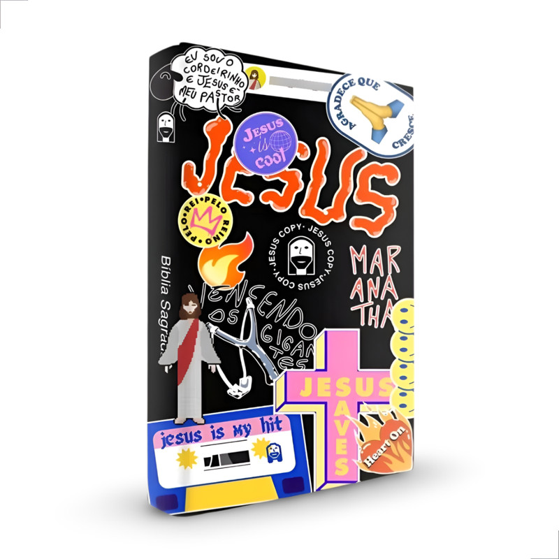Bíblia Sticker JesusCopy NVI Adesivo Capa Dura Preto
