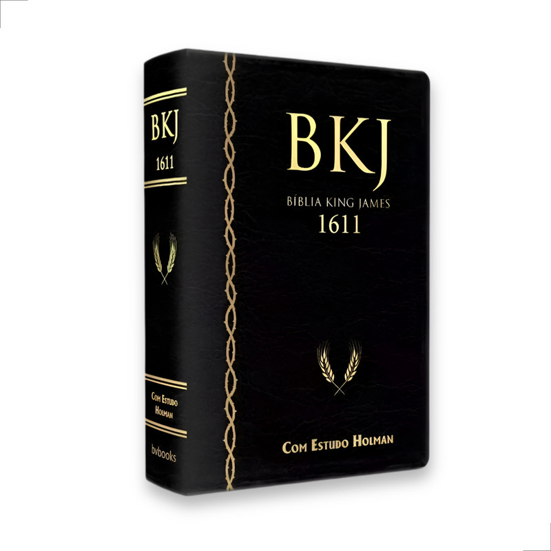 Bíblia de Estudo Holman King James 1611 Fiel Capa Luxo Preta