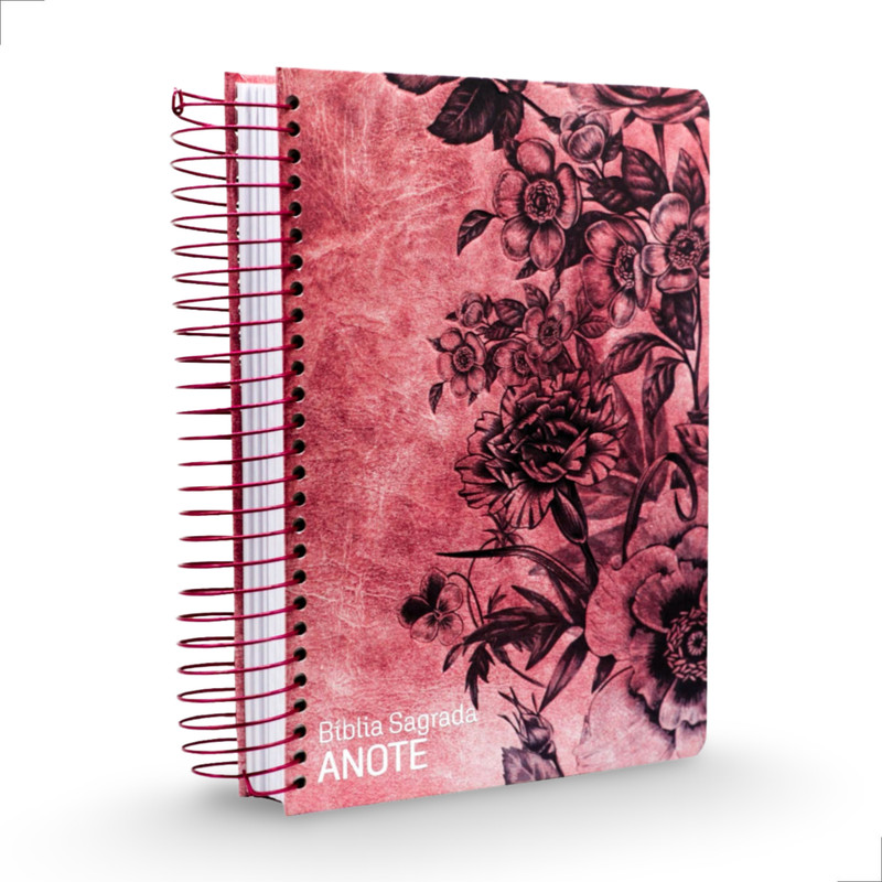 Bíblia Anote NVI Capa Dura Espiral Ilustrada Rosa Vereda