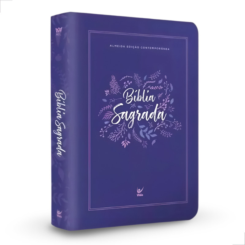 Bíblia Sagrada Flores Roxa Aec Letra Grande
