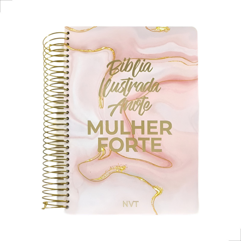 Bíblia Ilustrada NVT Anote Mulher Forte Mármore Rosa