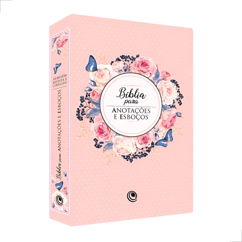 Bíblia ARC Para Anotações e Esboços Capa Floral Azul