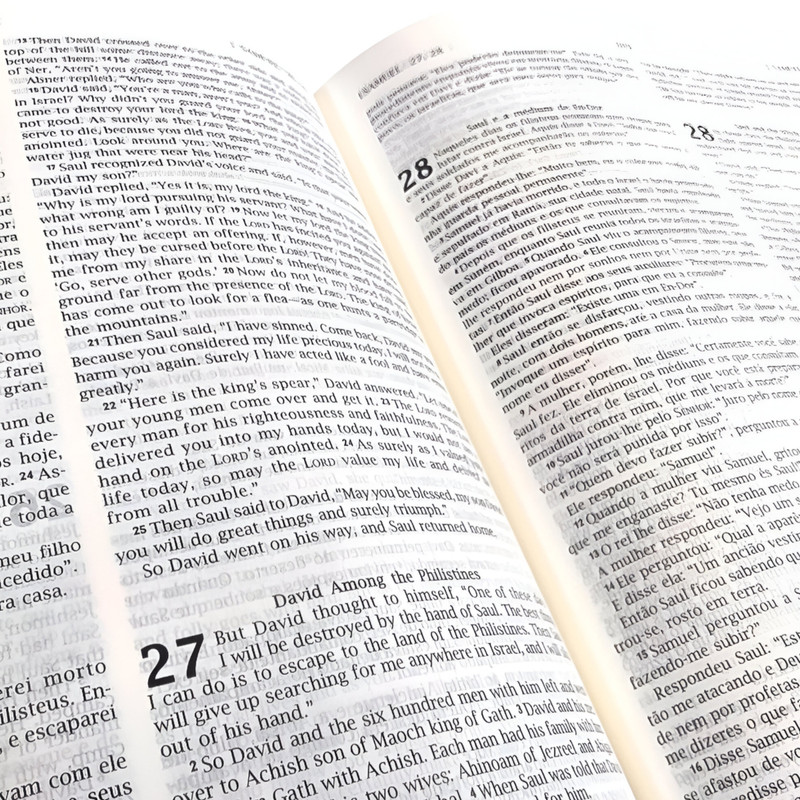 Bíblia Sagrada NVI Português e Inglês Capa Luxo Rosa - Image 2
