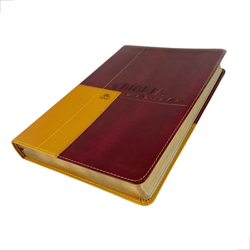 Bíblia Em Ordem Cronológica NVI Capa Luxo Vermelho E Mostarda - Image 3
