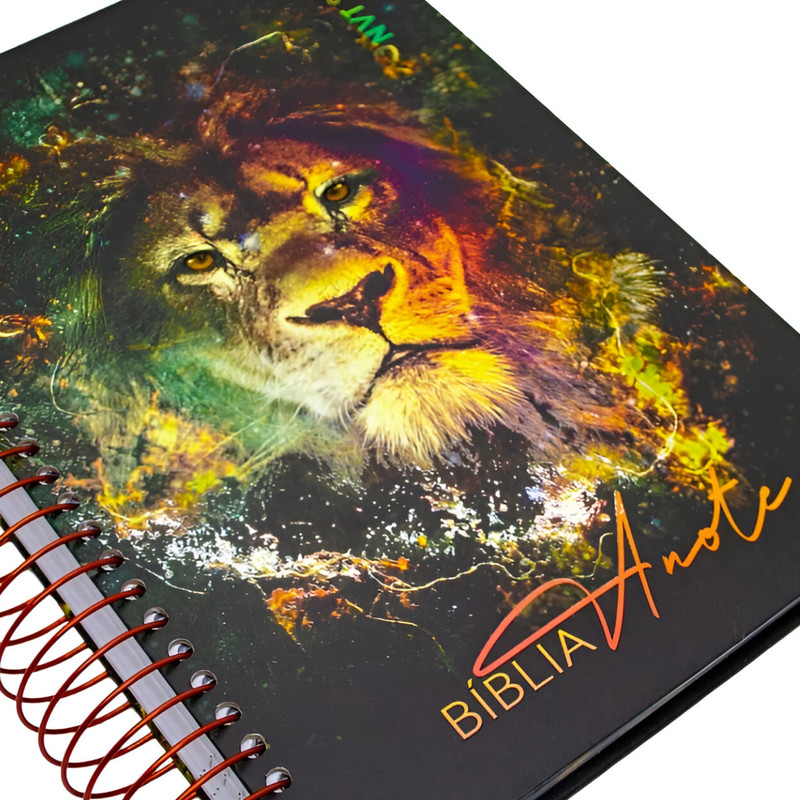 Bíblia Anote Slim Espiral Capa Dura NVT Leão Fire - Image 4