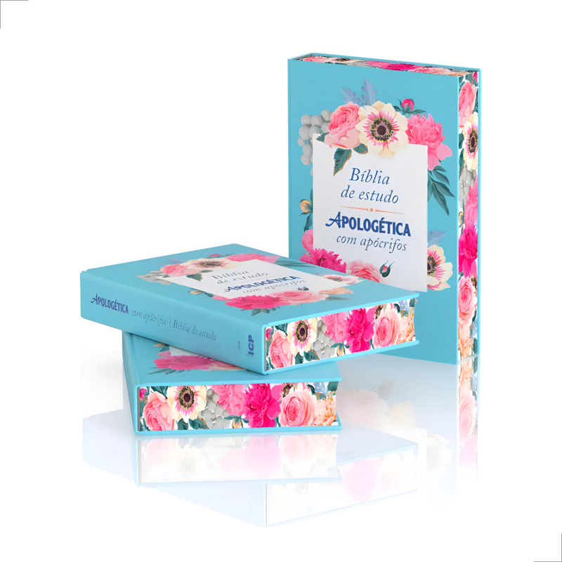 Bíblia de Estudo ARC Apologética Apócrifos Capa Azul Florida - Image 4
