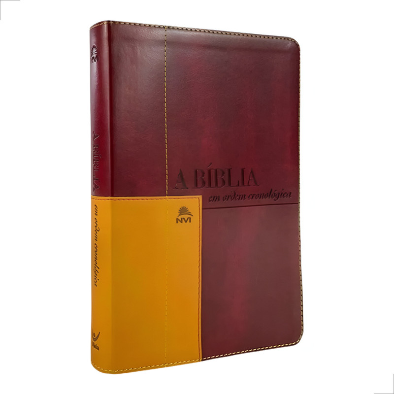 Bíblia Em Ordem Cronológica NVI Capa Luxo Vermelho E Mostarda - Image 5