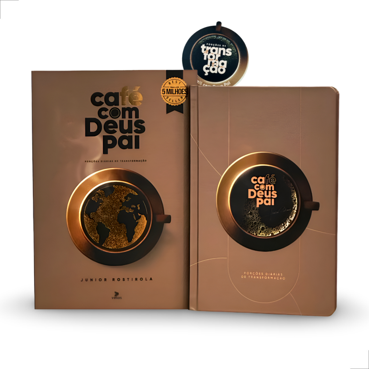 Kit Café Com Deus Pai 2025 | Marca Página + Caderno de Anotações | Júnior Rostirola