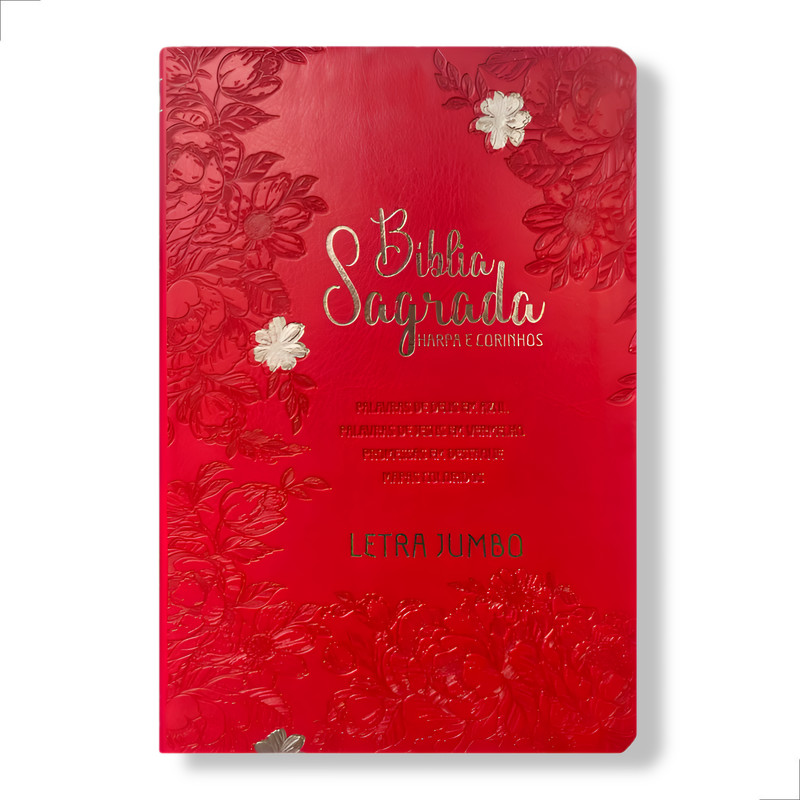 Bíblia ARC | Letra Jumbo | Harpa e Corinhos | Capa Luxo | Jardim Vermelha