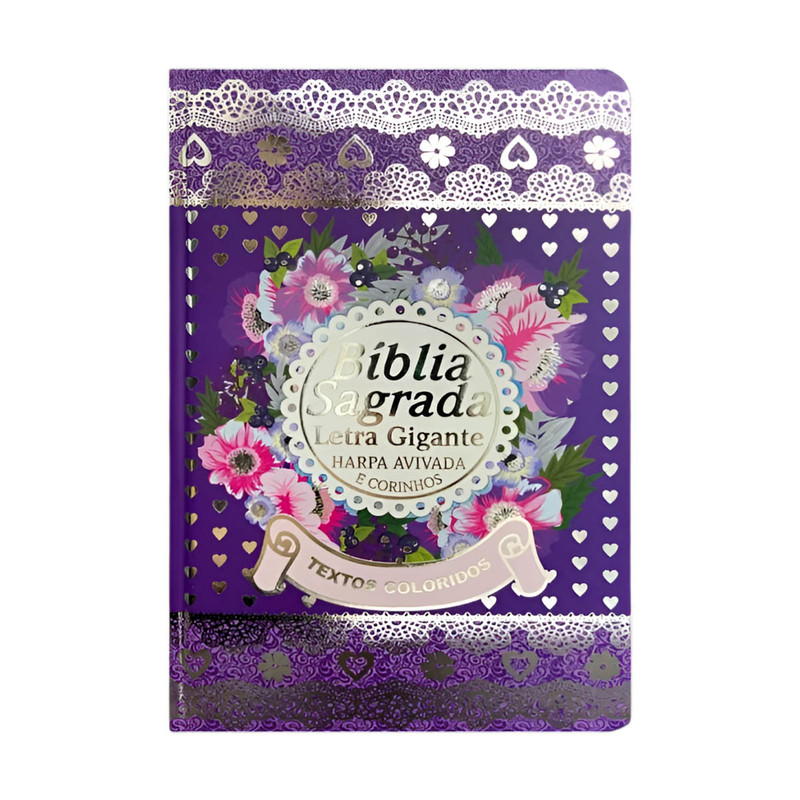 Bíblia | Letra Gigante | Textos Coloridos | ARC | Harpa e Corinhos | Lilás