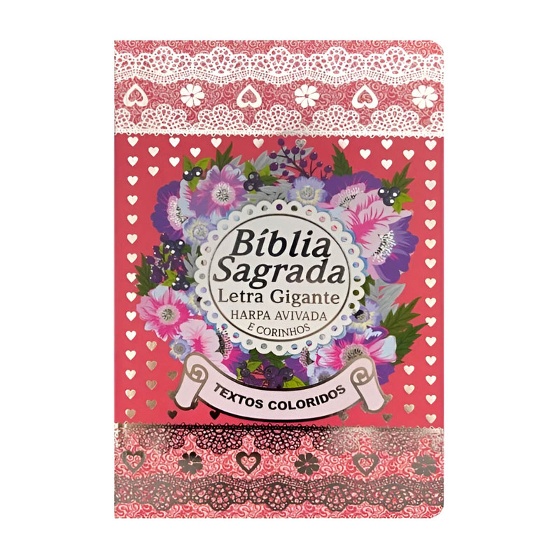 Bíblia | Letra Gigante | ARC | Harpa e Corinhos | Rosa