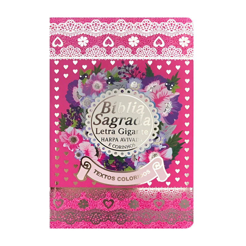 Bíblia | Letra Gigante | Textos Coloridos | ARC | Harpa e Corinhos | Pink
