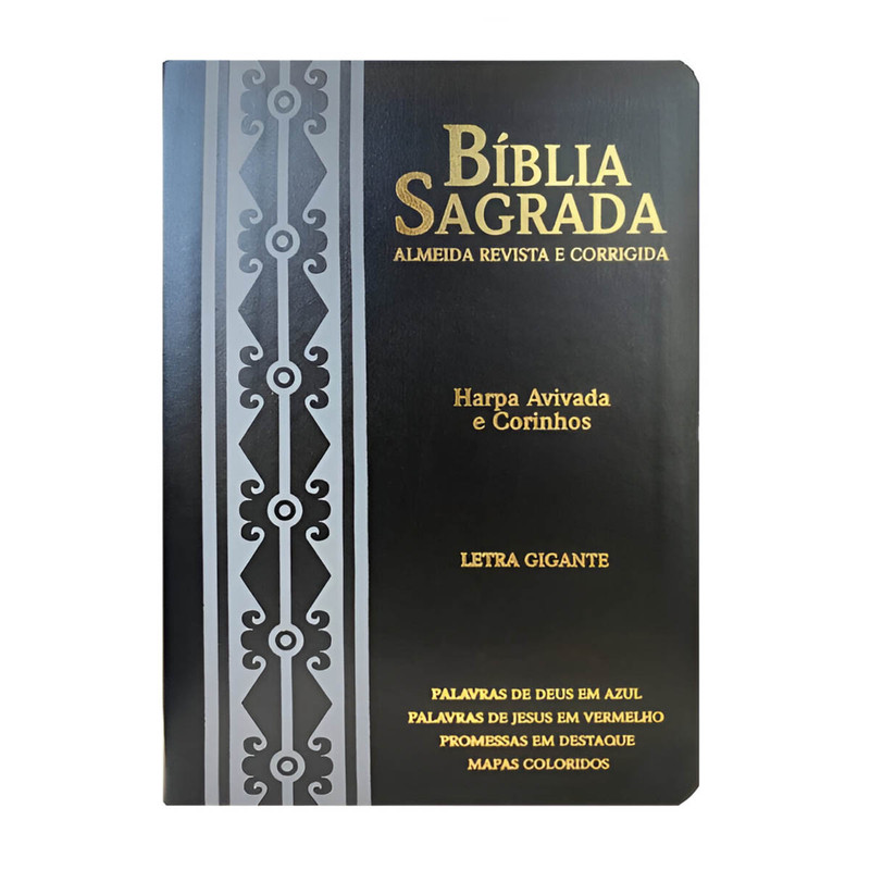 Bíblia ARC | Letra Gigante | Harpa e Corinhos | Arabesco | Preto e Cinza