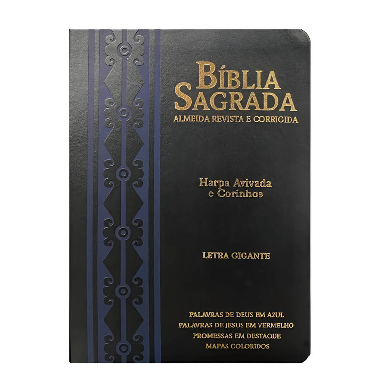 Bíblia ARC | Letra Gigante | Harpa e Corinhos | Arabesco | Preto e Azul