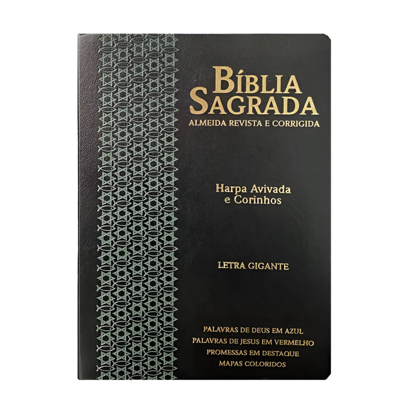 Bíblia ARC | Letra Gigante | Harpa e Corinhos | Estrela | Preto e Verde
