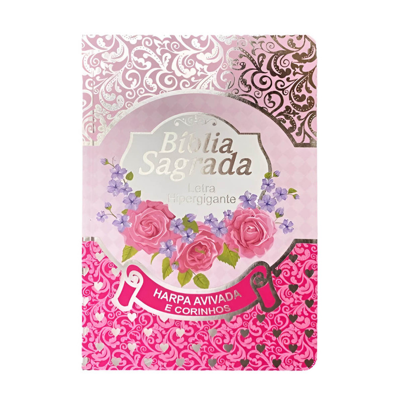 Bíblia ARC | Letra Hipergigante | Harpa e Corinhos | Pink