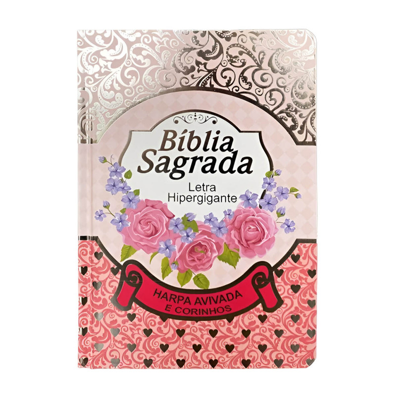 Bíblia ARC | Letra Hipergigante | Harpa e Corinhos | Rosa