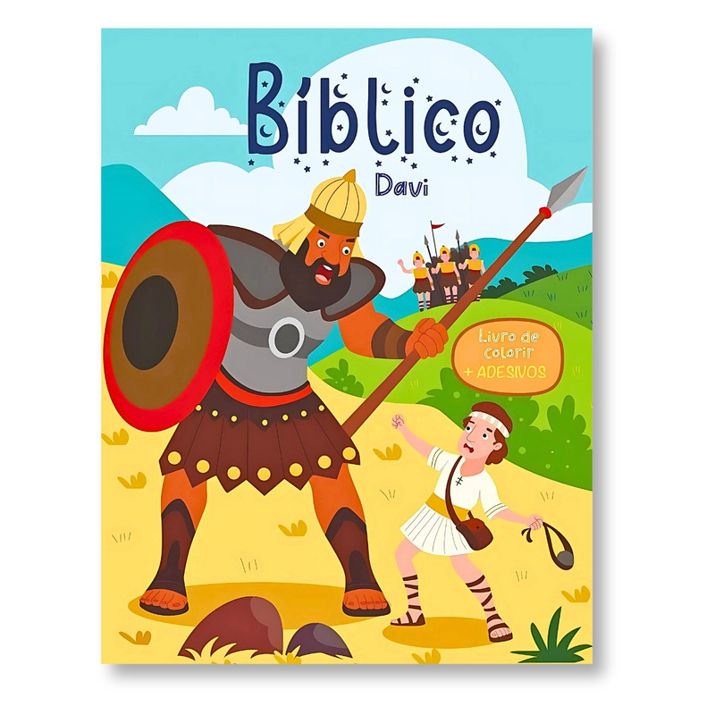 Livro De Colorir | Infantil | Com Adesivos | Davi