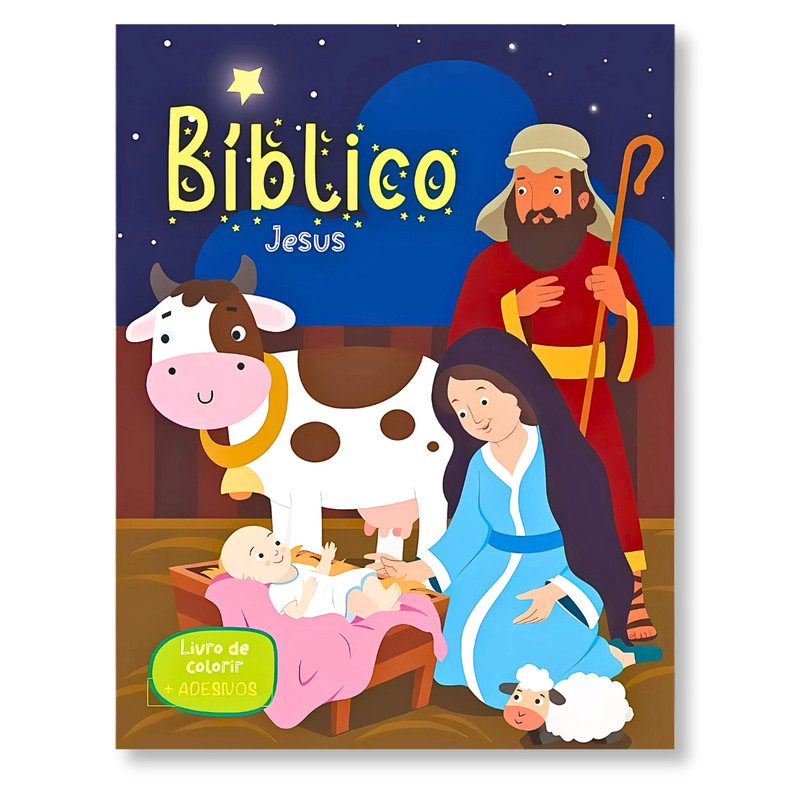 Livro De Colorir | Infantil | Com Adesivos | Jesus
