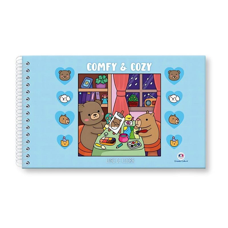 Comfy e Cozy | Livro De Colorir | Capa Azul