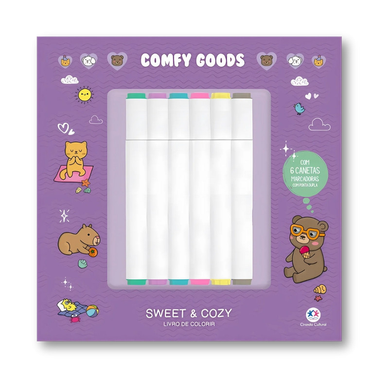 Comfy Goods | Sweet e Cozy | Livro De Colorir | Roxo