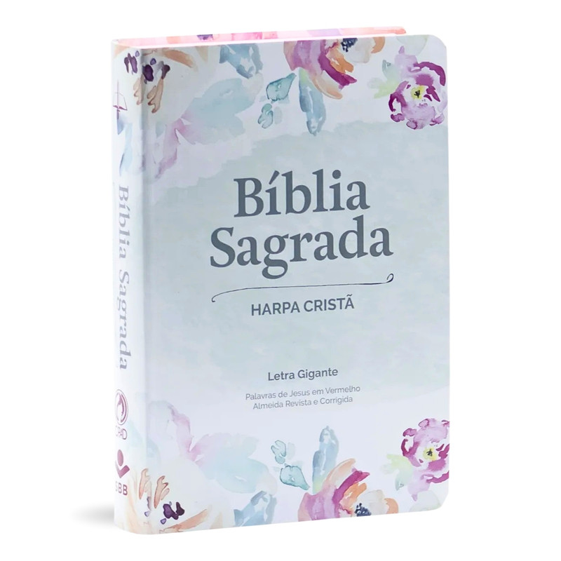 Bíblia | ARC | Harpa Cristã | Letra Gigante | Floral Aquarela
