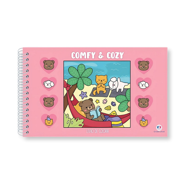 Comfy e Cozy | Livro De Colorir | Capa Rosa